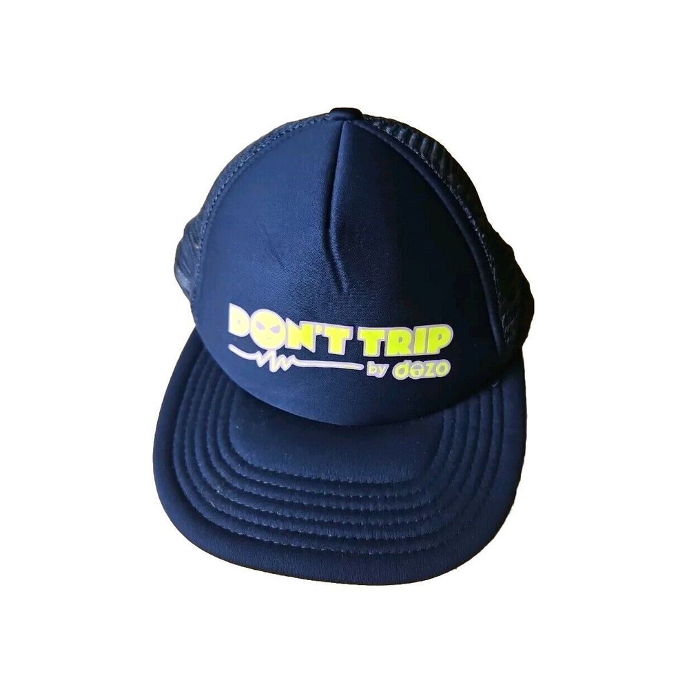 Don't Trip Trucker Hat Cap By Dozo Navy & Neon‎ Green Snap Back